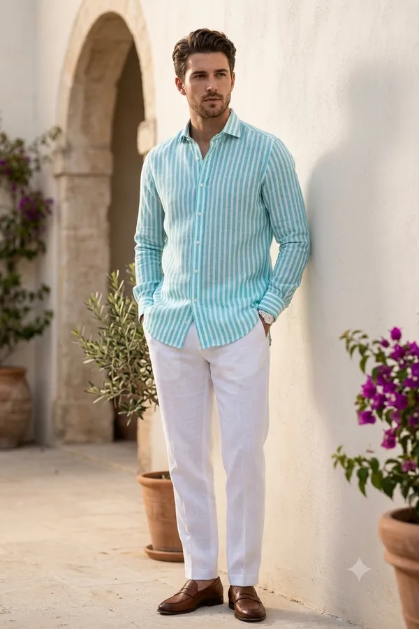 Men's_Sea_Green_Vertical_Striped_Pure_European_Linen_Unstitched_Shirt_&_Pant_Fabric_Combo_Pack_Premium_Breathable_Linen_Shirting_&_Suiting_Fabric_Material_Length_for_Men_Formal_&_Casual_Wear