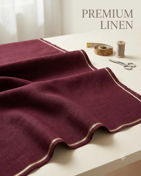 Men's_Solid_Maroon_Pure_Linen_Unstitched_Shirt_Fabric_Premium_Breathable_Pure_European_Linen_Shirting_Material_Length_Piece_for_Men_Formal_&_Casual_Wear_Shirts