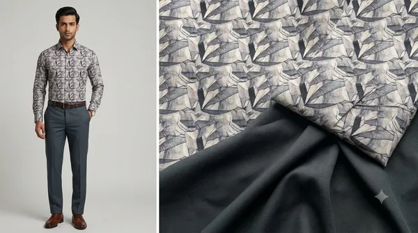Men's_Unstitched_Digital_Printed_Shirt_and_Solid_Trouser_Fabric_Combo_Material_Set_(Grey/Black_Leaf_Print)_for_Casual,_Formal_&_Wedding_Wear