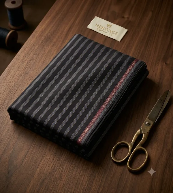 Unstitched_Men's_Premium_Black_Cotton_Vertical_Striped_Full_Sleeve_Casual_Formal_Shirt_Fabric