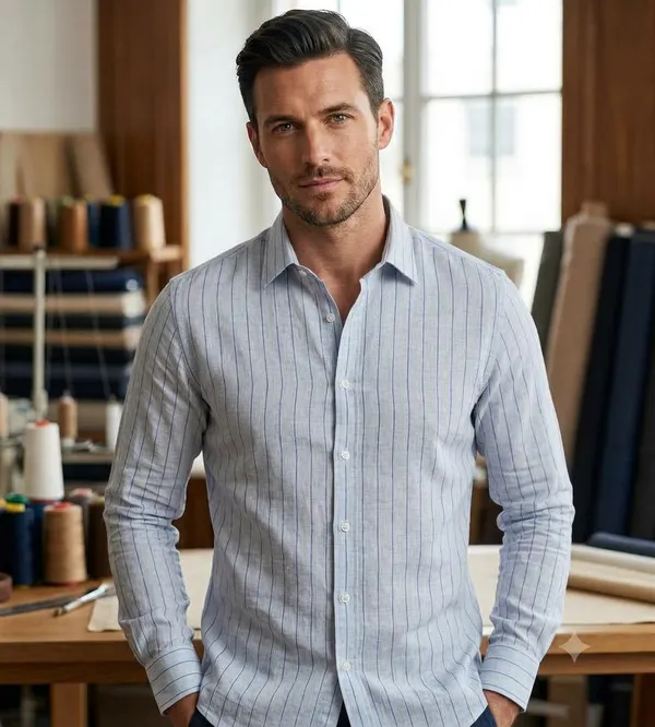 Unstitched_Men's_Premium_Light_Blue_Cotton_Linen_Blend_Vertical_Striped_Full_Sleeve_Casual_Formal_Shirt_Fabric