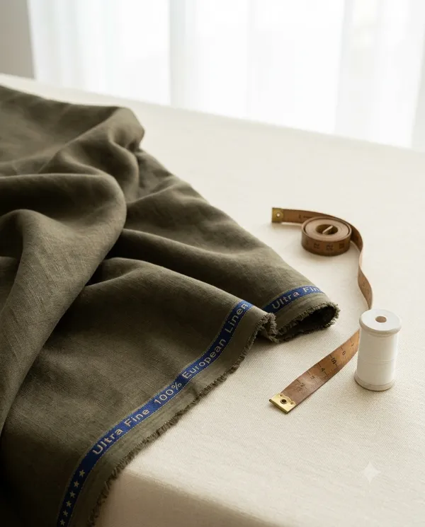 Premium_Ultra_Fine_100%_European_Pure_Linen_Fabric_for_Men_Unstitched_Olive_Green_Shirting_and_Kurta_Cloth_Material_Soft_Breathable_Lightweight_Fabric_for_Casual_Formal_Shirts_Kurtas_