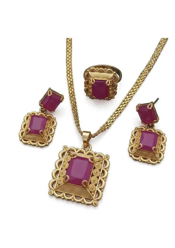 Ruby_Pink_And_Gold_Plated_Alloy_Pendant_Necklace_Set_For_Women