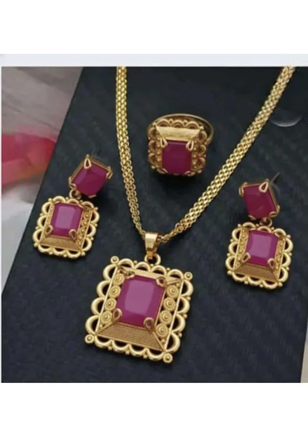 Ruby_Pink_And_Gold_Plated_Alloy_Pendant_Necklace_Set_For_Women