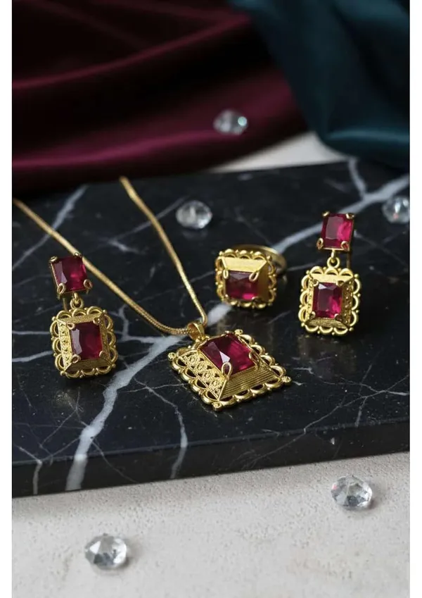 Ruby_Pink_And_Gold_Plated_Alloy_Pendant_Necklace_Set_For_Women