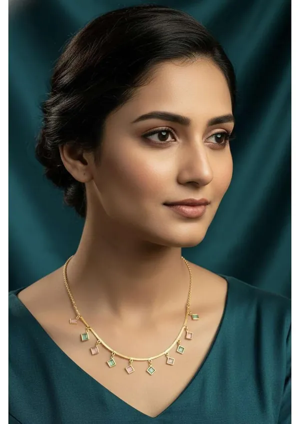 Gold_And_Pastel_Plated_Alloy_Charm_Necklace_For_Women
