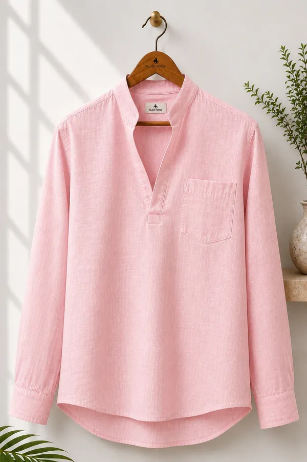 Black_Horse_Premium_Linen_V_Neck_Shirt_Festival_Edition_Pink