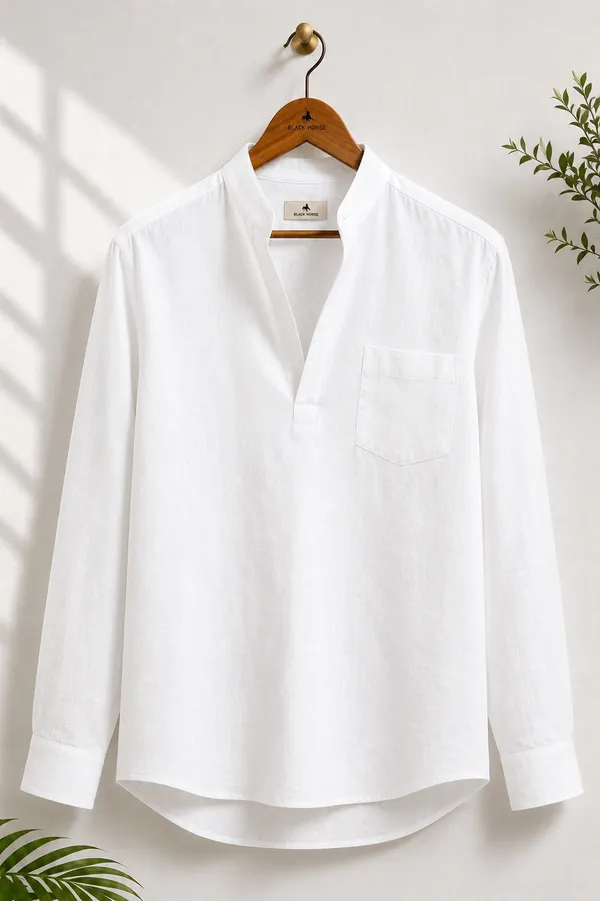 Black_Horse_Premium_Linen_V_Neck_Shirt_Festival_Edition_White