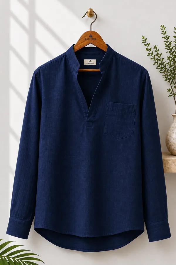 Black_Horse_Premium_Linen_V_Neck_Shirt_Festival_Edition_Navy