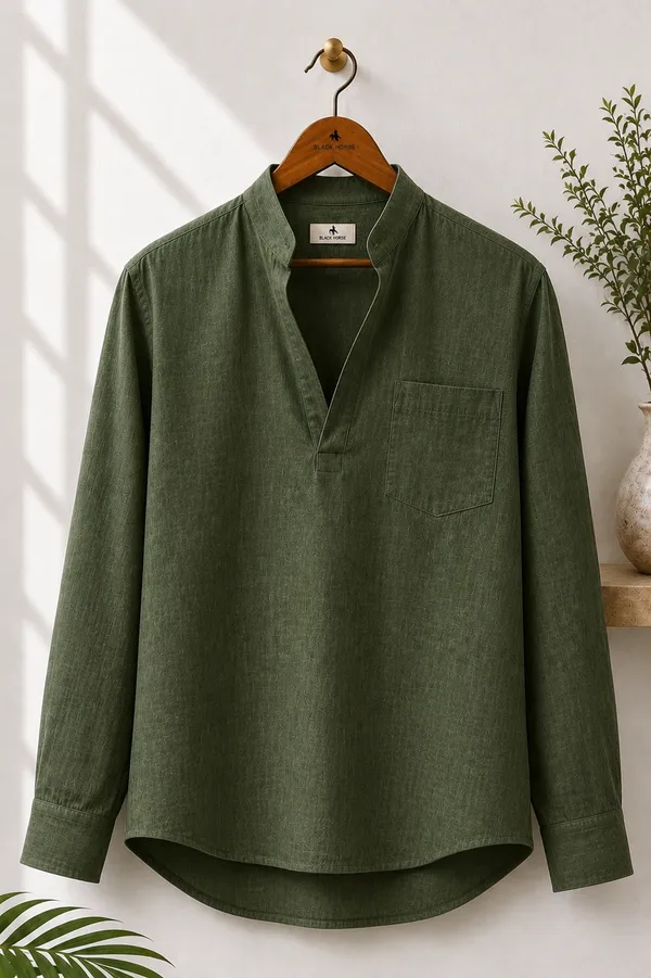 Black_Horse_Premium_Linen_V_Neck_Shirt_Festival_Edition_Green