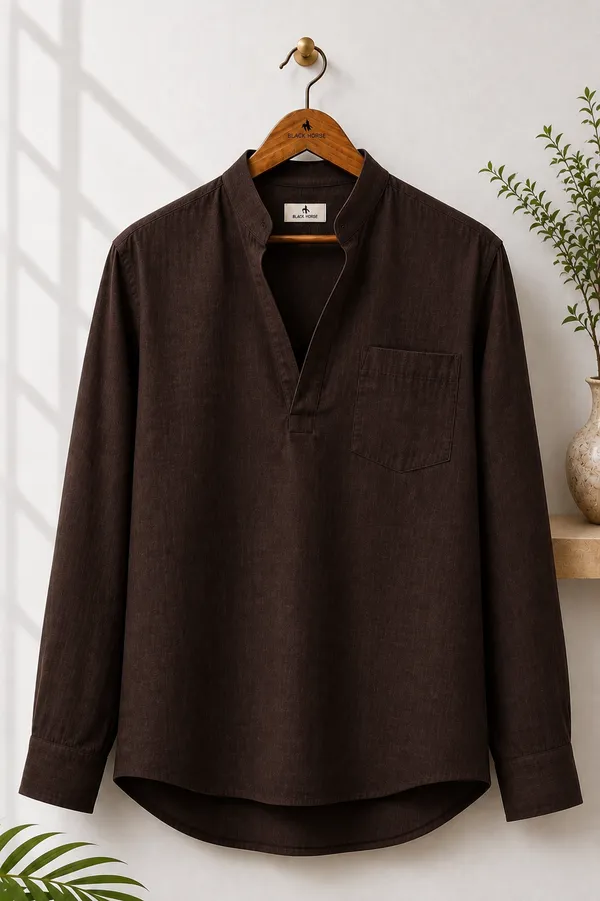 Black_Horse_Premium_Linen_V_Neck_Shirt_Festival_Edition_Brick