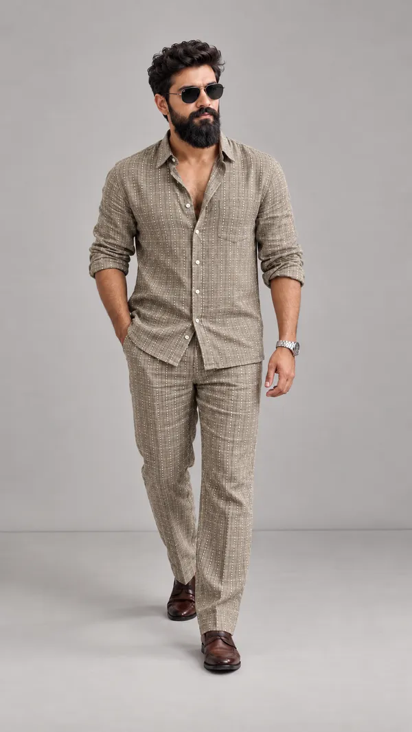 Taupe_Linen_Blend_Casual_Shirt_Trouser_Set_for_Men