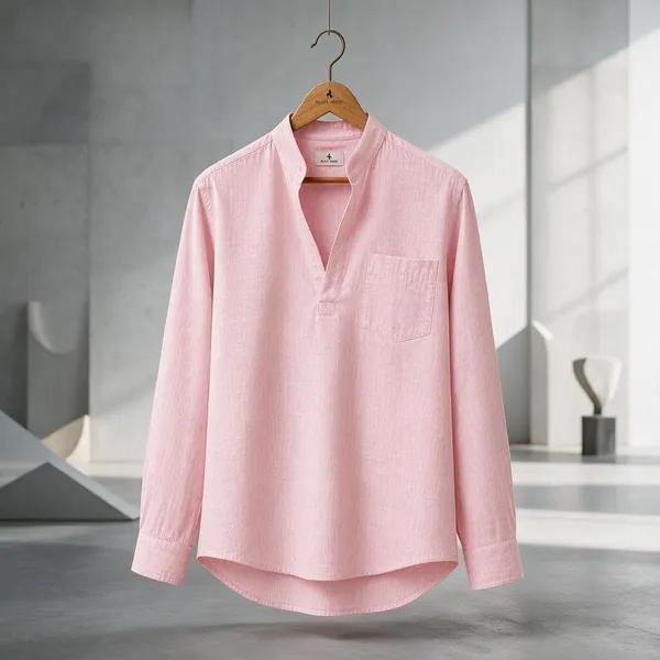 Black_Horse_Premium_Linen_V_Neck_Shirt_Festival_Edition_Pink