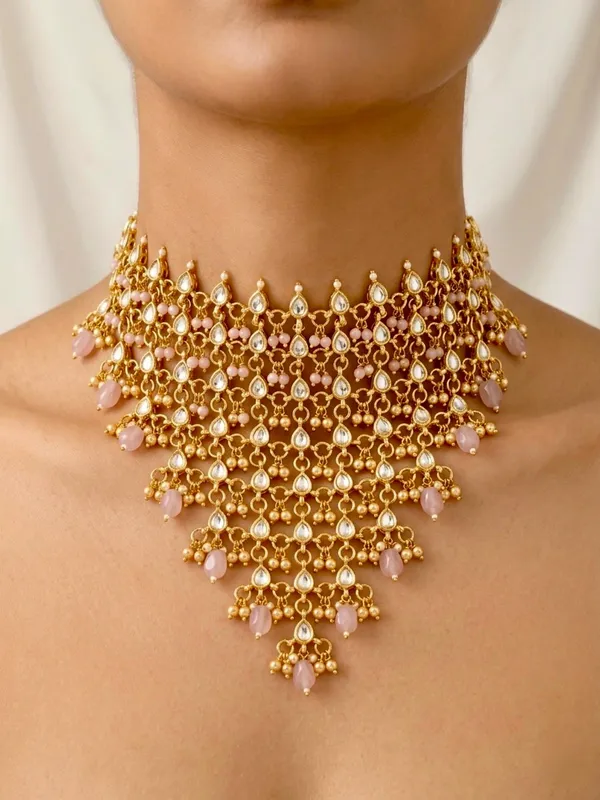 The_Meera_Pastel_Pink_Kundan_Mesh_Hasli_Set