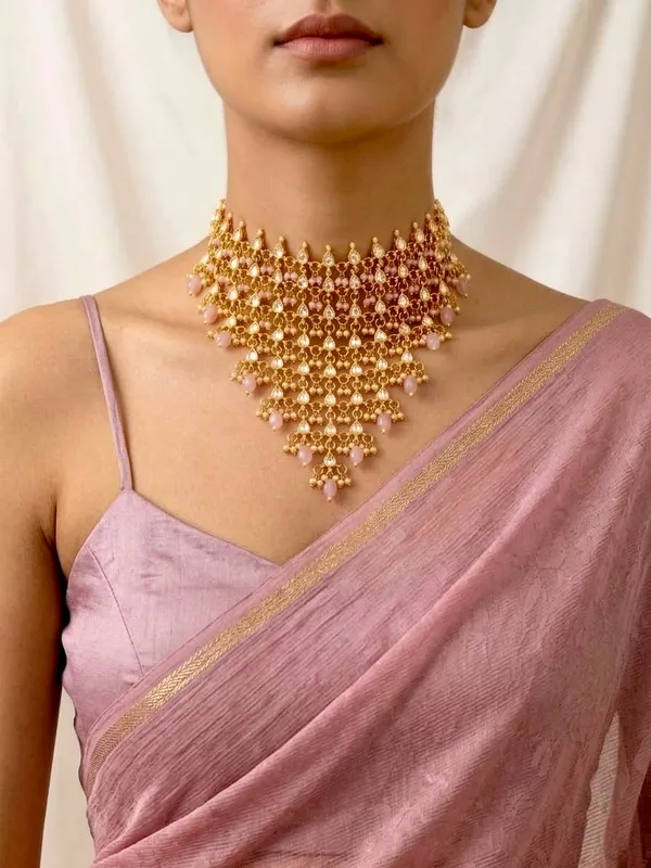 The_Meera_Pastel_Pink_Kundan_Mesh_Hasli_Set