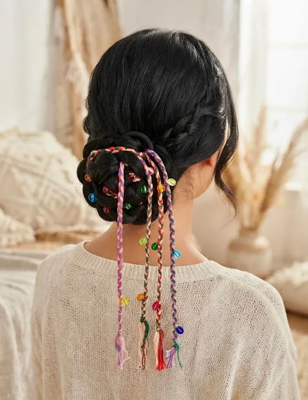 Multicolor_Wool_Boho_Braided_Ponytail_Holder_For_Women_Pack_Of_3