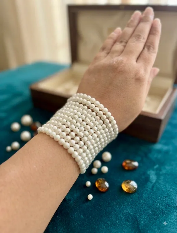 Beige_White_Pearl_Long_Cuff_Bracelet_For_Women
