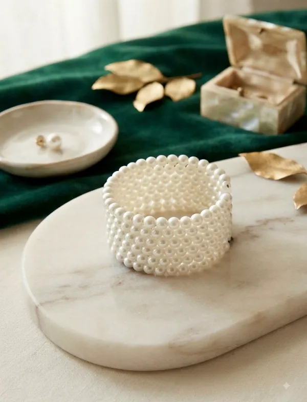 White_Pearl_Short_Spiral_Bracelet_For_Women_Pack_Of_4
