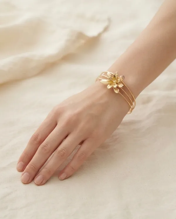 Golden_Jasmine_Matte_Gold_Triple-Wire_Floral_Cuff