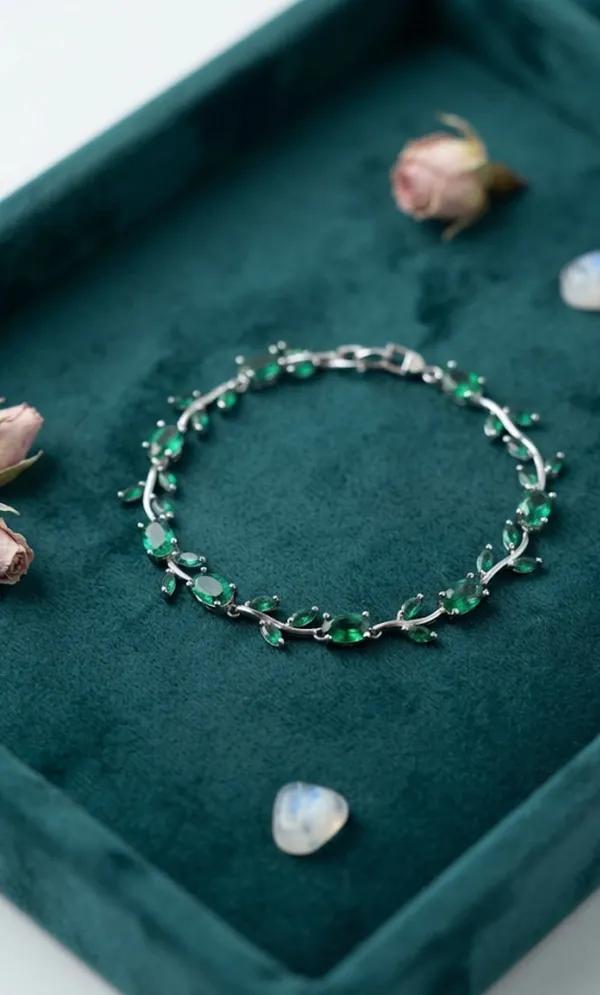 Green_Stainless_Steel_Tulip_Tennis_Bracelet_For_Women