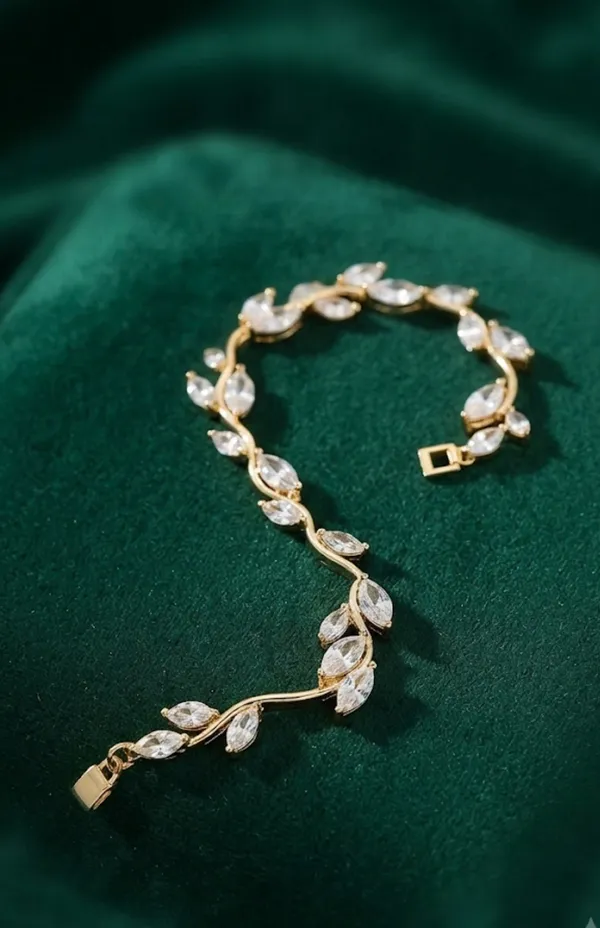 White_Gold_Stainless_Steel_Crystal_Tulip_Vine_Bracelet_For_Women