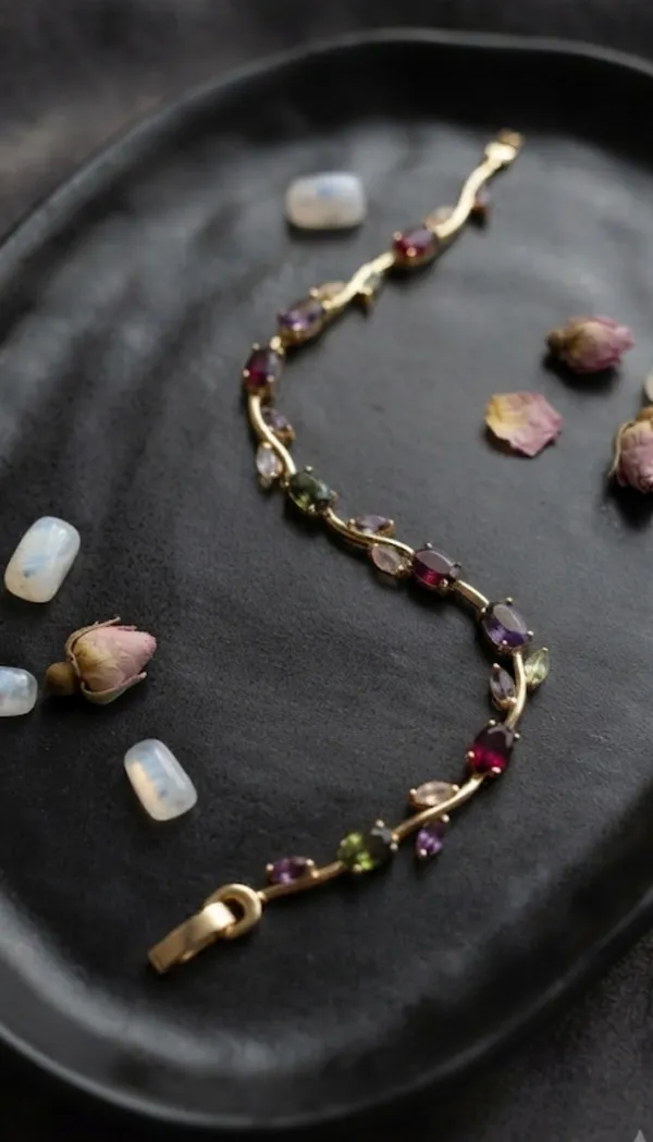 Golden_Stainless_Steel_Vine_Tulip_Bracelet_For_Women