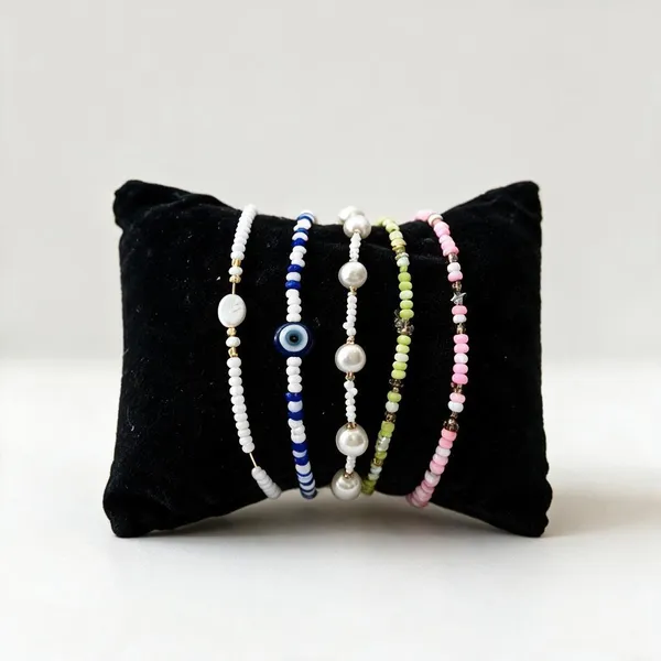 Black_Stone_Layering_Stack_Bracelet_For_Women