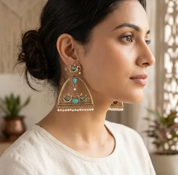 Silver_Stone_Turquoise_Dangler_Earrings_For_Women_Pack_Of_3