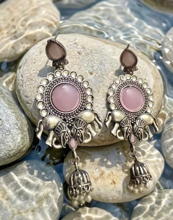 Pink_Stainless_Steel_Elephant_Motif_Dangler_Earrings_For_Women_Pack_Of_3
