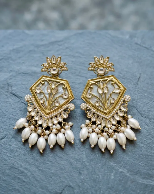 Gold_Alloy_Ivory_Blossom_Shield_Earrings_For_Women_Pack_Of_2