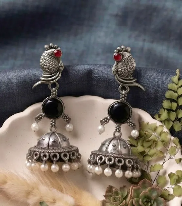 Silver_Alloy_Blossom_Drop_Earrings_For_Women_Pack_Of_2