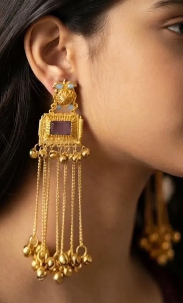 Gold_Brass_Lavender_Chandelier_Drop_Earrings_For_Women_Pack_Of_2