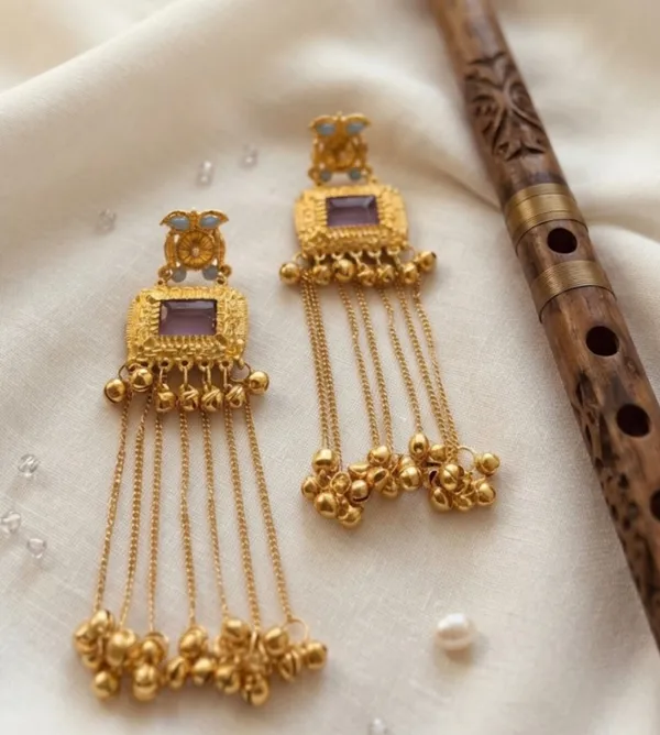 Gold_Brass_Lavender_Chandelier_Drop_Earrings_For_Women_Pack_Of_2