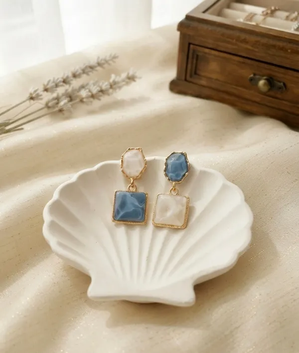 Beige_Brass_Mismatched_Geometric_Resin_Drop_Earrings_For_Women_Pack_Of_3