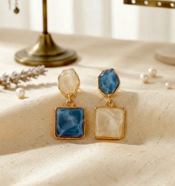 Beige_Brass_Mismatched_Geometric_Resin_Drop_Earrings_For_Women_Pack_Of_3