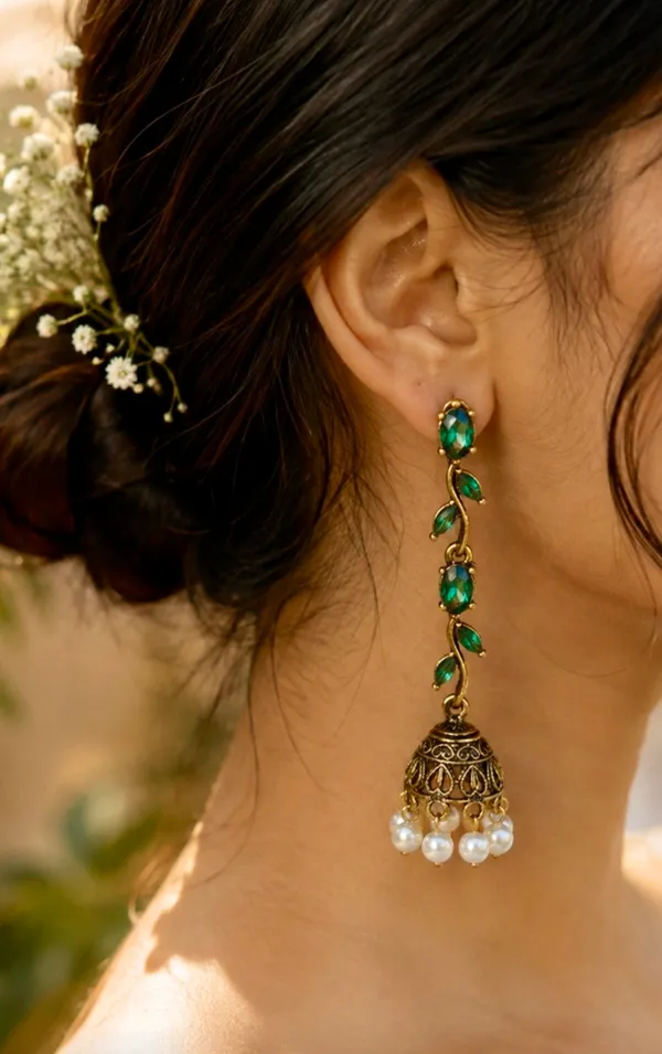 Gold_Brass_Vine_Leaf_Drop_Jhumka_Earrings_For_Women_Pack_Of_2