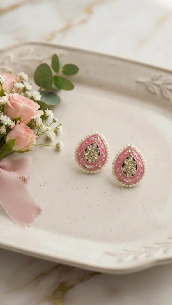 Pink_Stainless_Steel_Meenakari_Pearl_Stud_Earrings_For_Women_Pack_Of_2