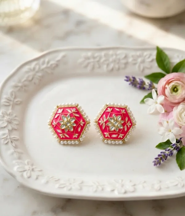 Pink_Brass_Meenakari_Kundan_Stud_Earrings_For_Women_Pack_Of_2