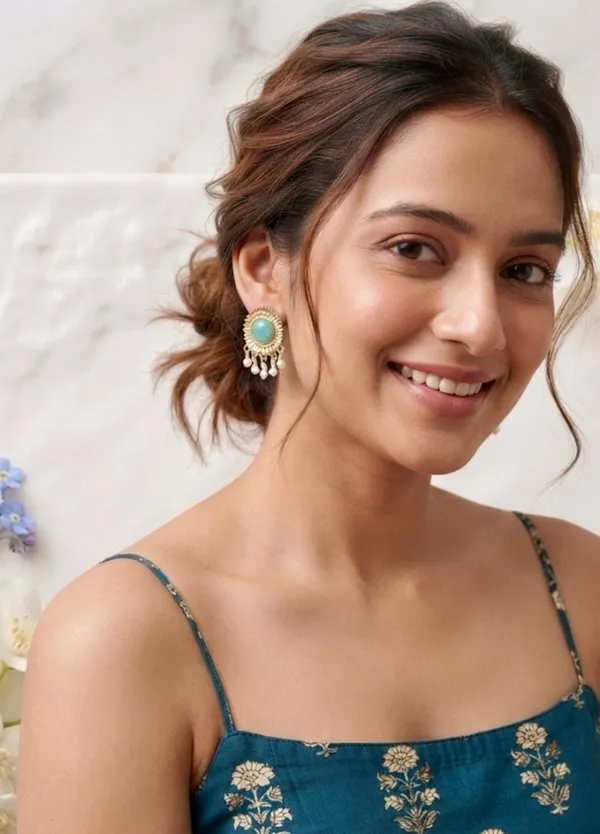 Antique_Gold_Turquoise_Studs_with_Pearl_Drop