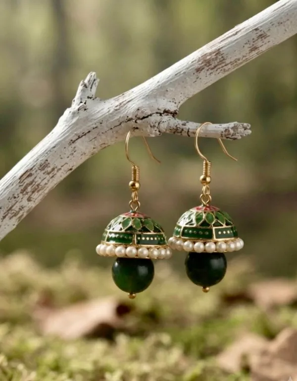 Green_Meenakari_Jhumkas