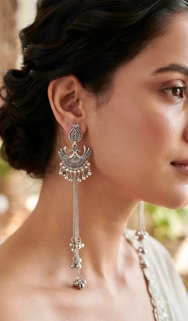 Silver_Stainless_Steel_Oxidized_Peacock_Motif_Kashmiri_Earrings_For_Women_Pack_Of_2