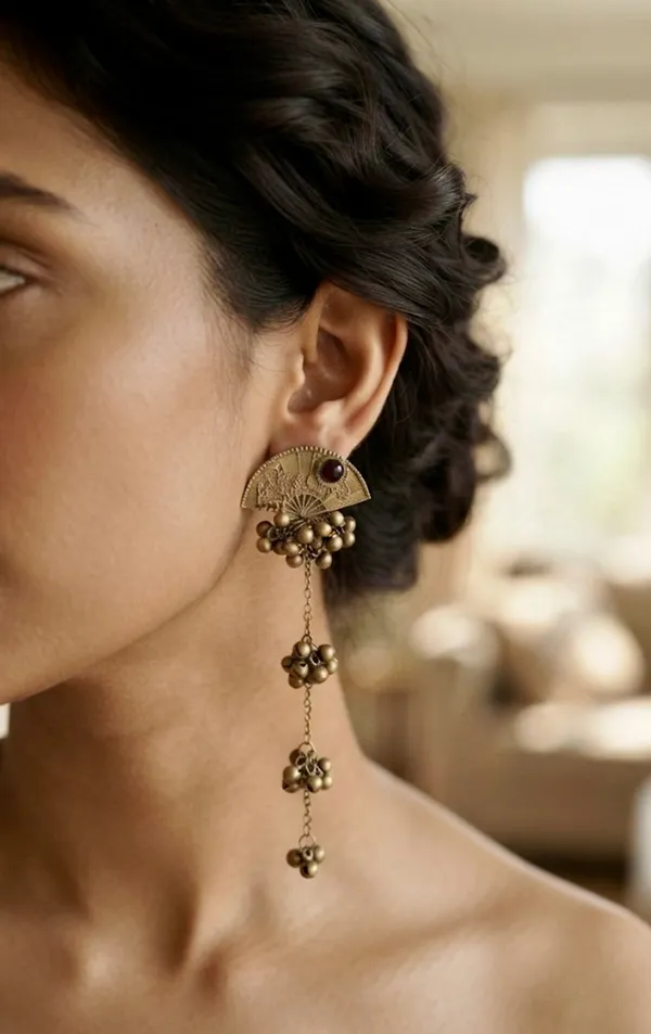 Gold_Stainless_Steel_Fan_Shaped_Kashmiri_Ghungroo_Dangler_Earrings_For_Women