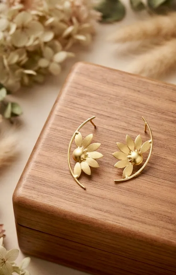 Jiaa_Sunflower_Brass_Earrings