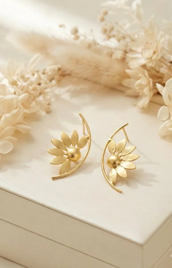 Jiaa_Sunflower_Brass_Earrings