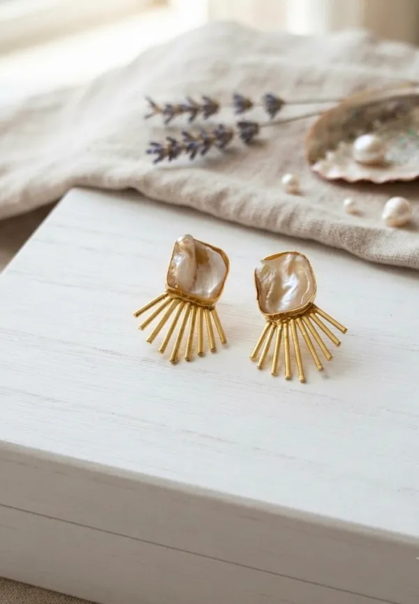 Gold_Brass_Sunburst_Baroque_Pearl_Statement_Earrings_For_Women