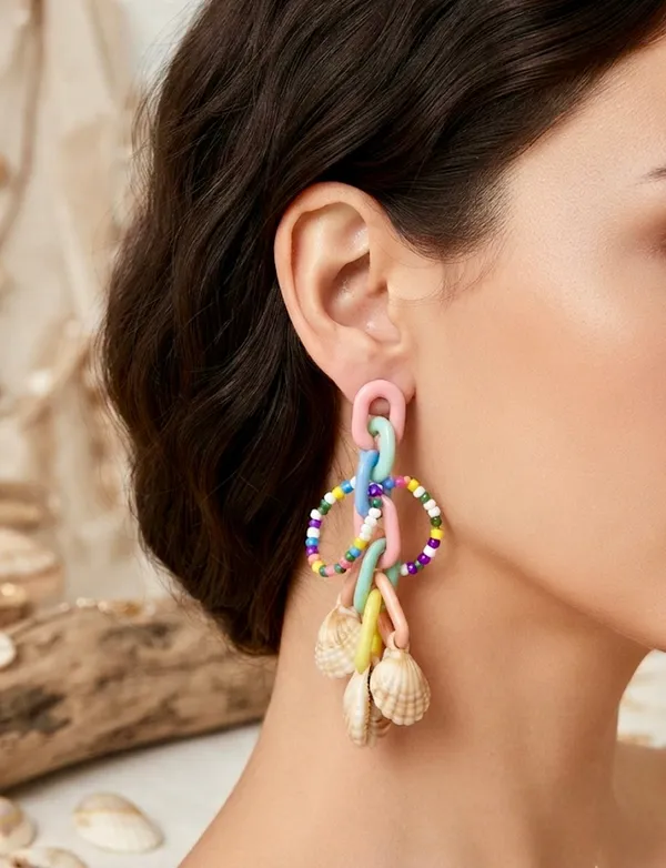Pink_Alloy_Multicolour_Shell_Drop_Earrings_For_Women