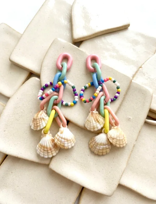 Pink_Alloy_Multicolour_Shell_Drop_Earrings_For_Women