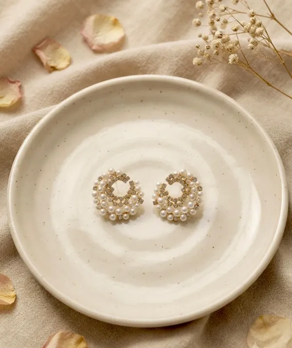 White_Alloy_Stone_Studded_Pearl_Circular_Stud_Earrings_For_Women