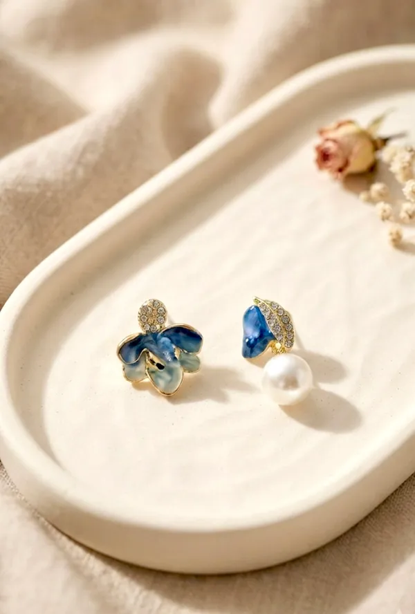 Mismatched_Flower_and_Bud_Earrings.