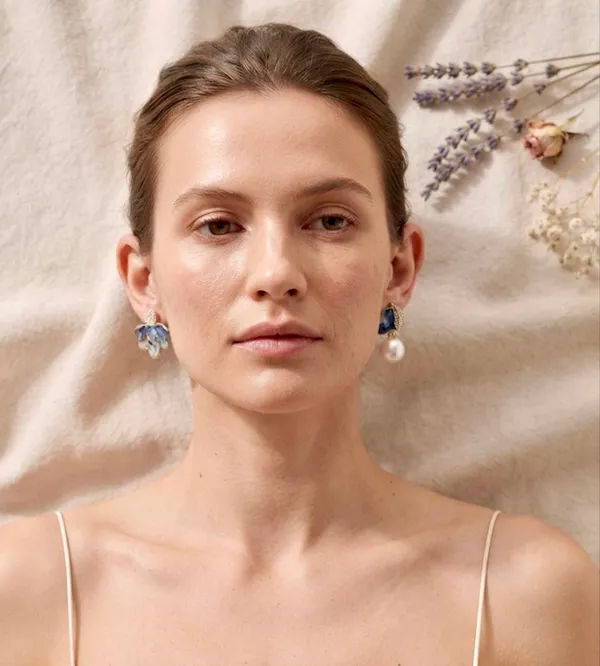 Blue_Alloy_Mismatched_Flower_Bud_Earrings_For_Women_Pack_Of_2